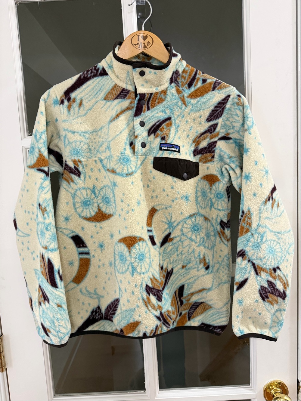 Patagonia Synchilla Snap T Fleece Harvest Moon Owl Print - size S - Women’s